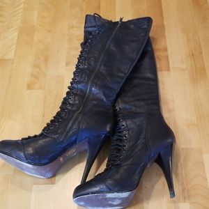 BAKERS LEATHER BOOTS sexy Tall Heels Black Sz 9